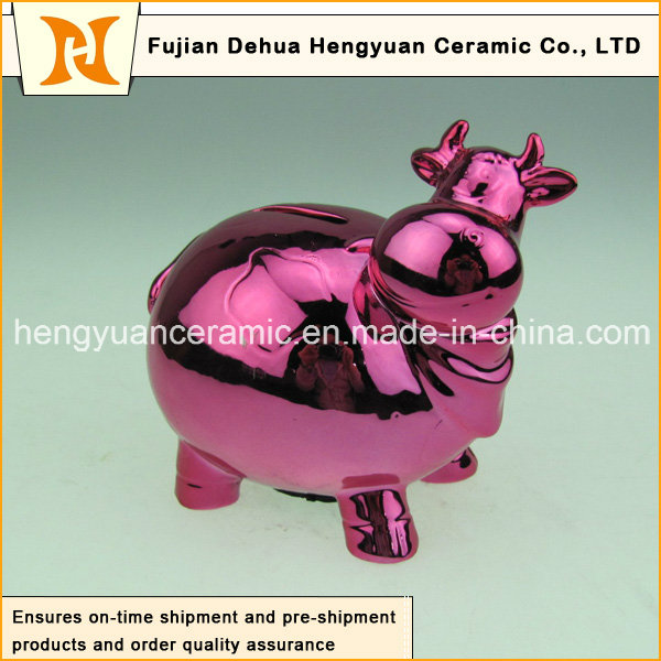 Deep Red Cartoon Toy Piggy Bank for Home Decoration