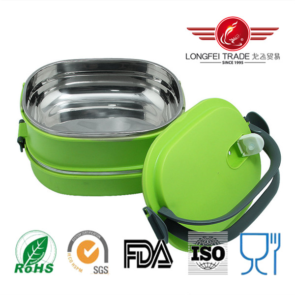 Rectangular Thermos Plastic Lunch Box with Lock