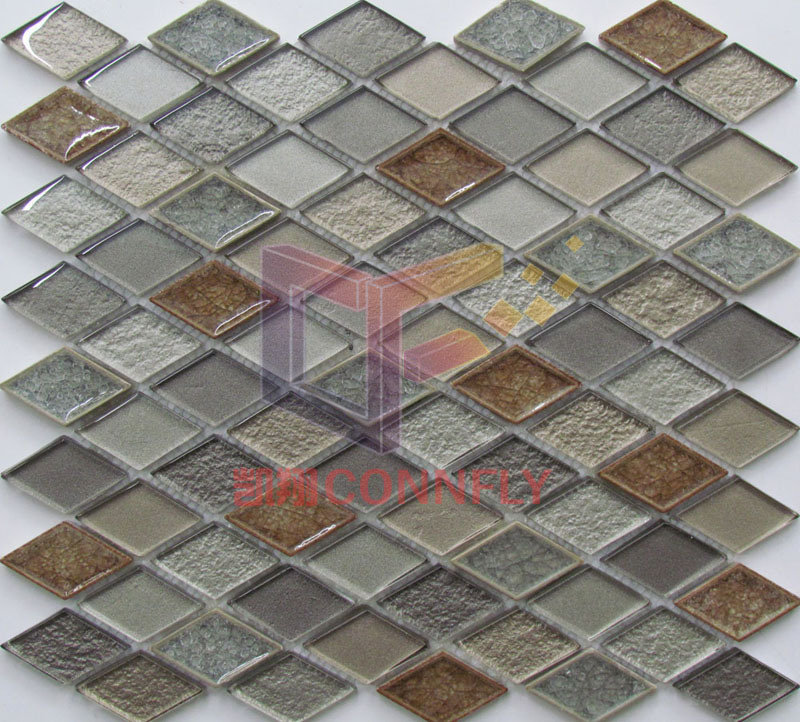 Grey Mix White Crystal and Ceramic Made Decoration Material Mosaic (CST212)