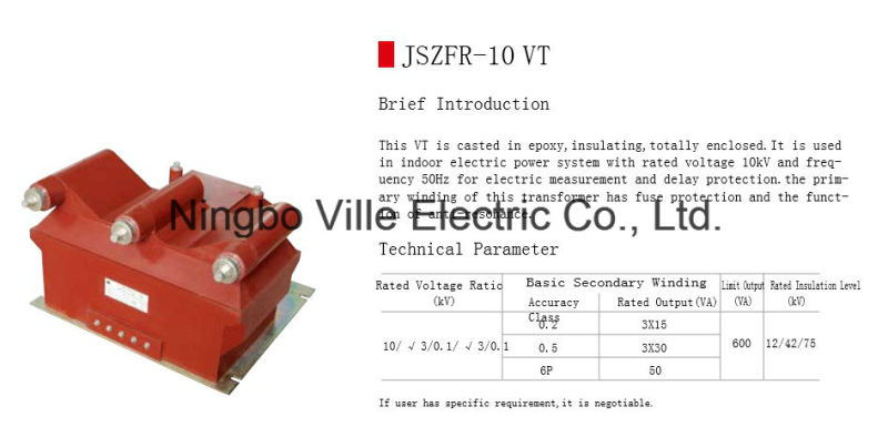 Instrument Transformer Indoor Epoxy Resin Cast Current Transformer (JSZFR-10)