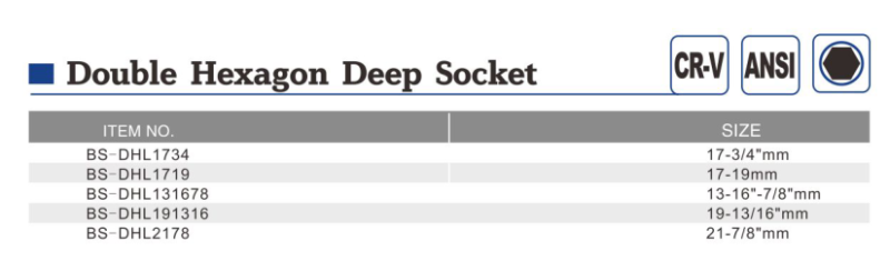 Double Hexagon Deep Socket - BS-DHL1734