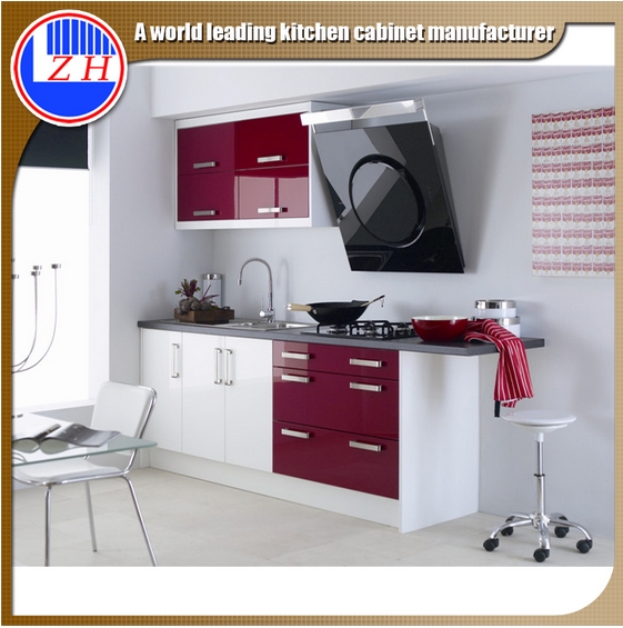 Glossy Wooden Two Packed Lacquer Kitchen Cabinet (ZHUV)