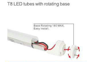 T8 LED Tubes with Rotating Base