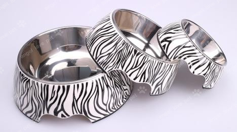 Classical Zebra-Stripe Plastic Pet Dog Bowl