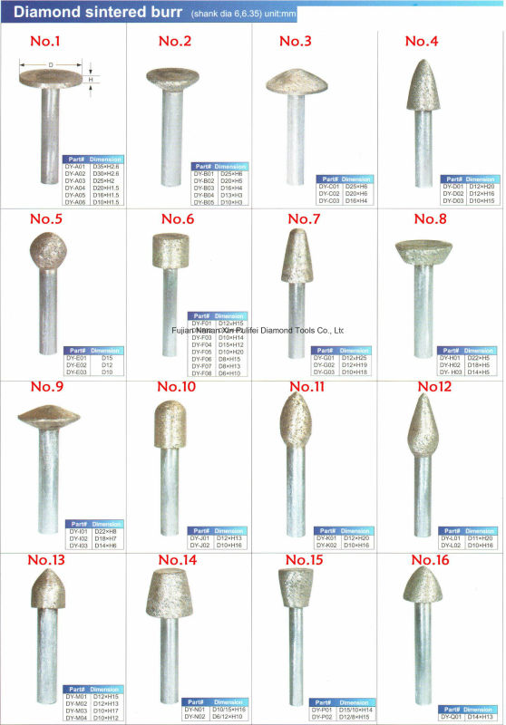 Granite Concrete Stone Diamond Sintered Burr Shaping Carving Grinding Bit