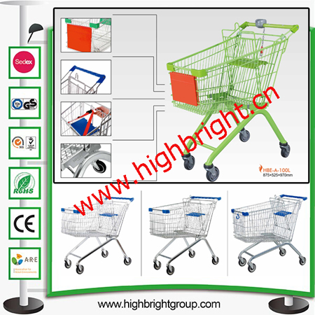 Plastic Sprayed Special Design Hand Shopping Cart Trolley