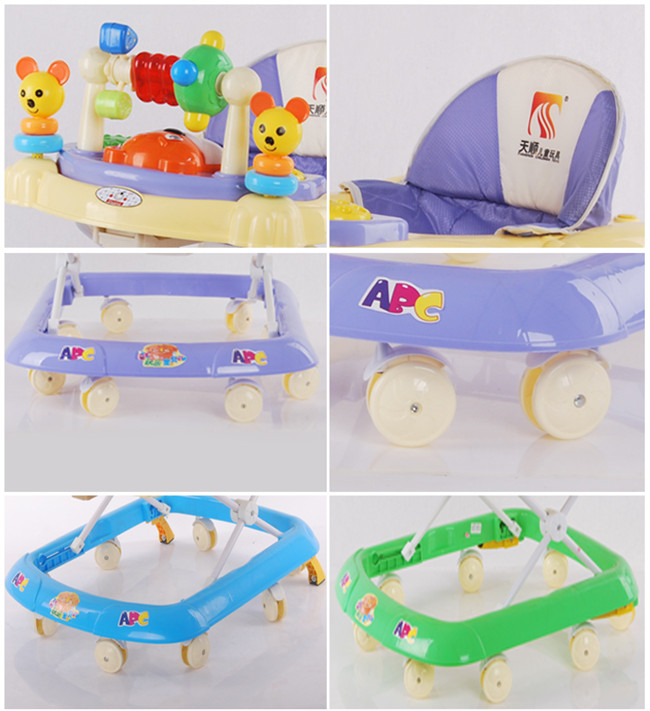 Simple Baby Walker with 8 Swivel Wheels and Toys