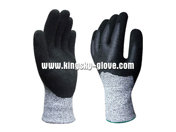 13G Hppe Liner Anti-Cut Nitrile Double Dipped Glove-5049