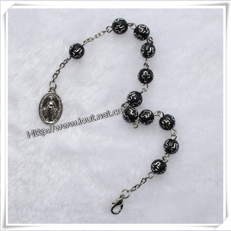 Hot Sale Fashion Resin Cross Beads Rosary Bracelet (IO-CB038)