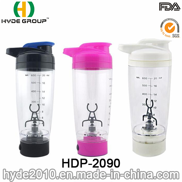 600ml Popular BPA Free Plastic Electric Vortex Shaker Bottle, Customized Electric Powder Shaker Bottle (HDP-2090)