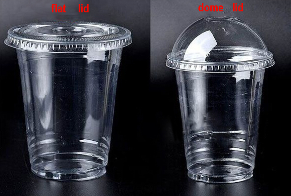 Disposable Pet Plastic Cup with Flat Lid Dome Cover