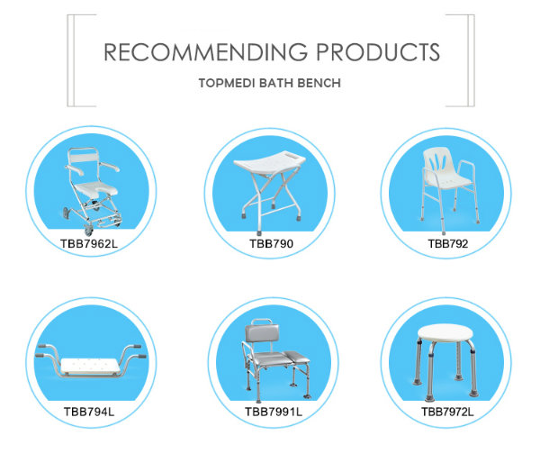 Topmedi Aluminum Shower Chair with Armrest and Backrest