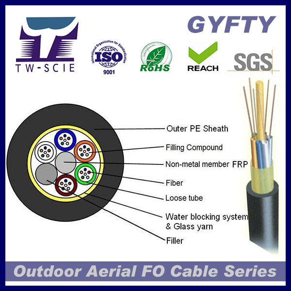 12 Core Stranded Fibre Optic Cable Loose Tube Non-Metallic Strength Member GYFTY