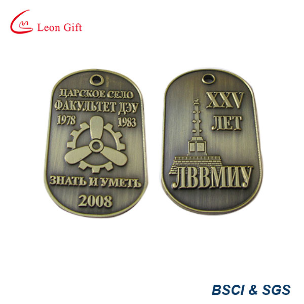 Embossed 3D Design Bronze Color Dog Tag Custom