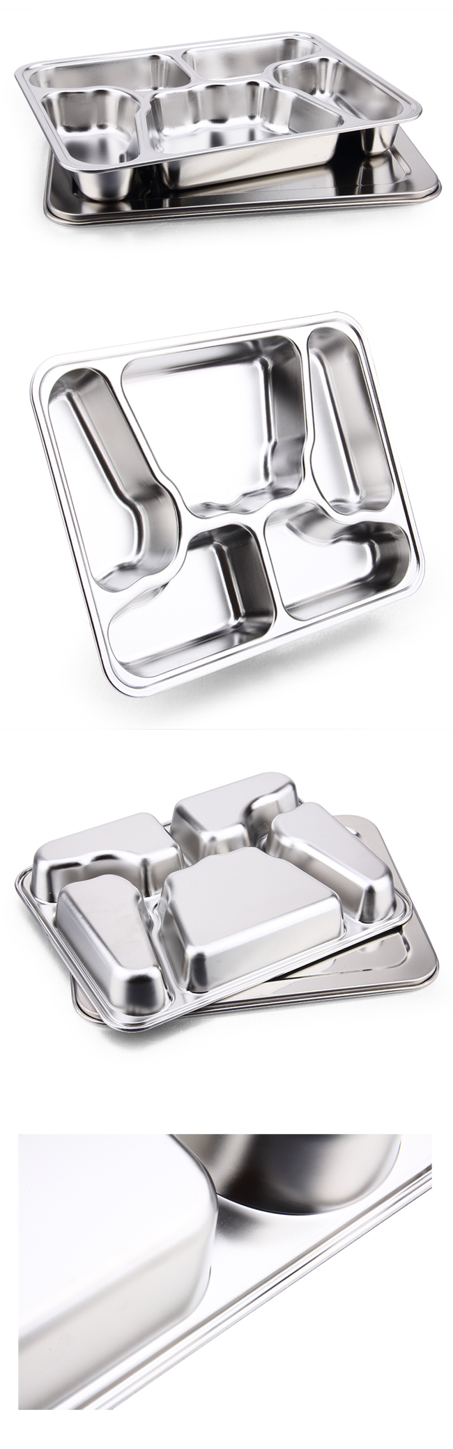 Butterfly Shape Stainless Steel Fast Food Tray & Lunchbox with Lid