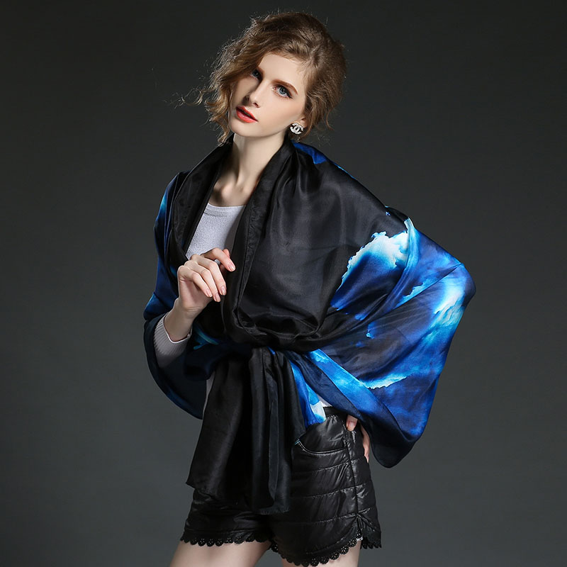 The Girl Large Towel Cloud Blue Silk Scarves