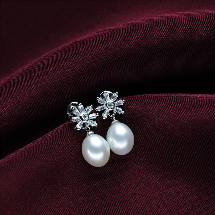 Natural Earring Pendant Natural 925 Silver Genuine Pearl Jewelry Set