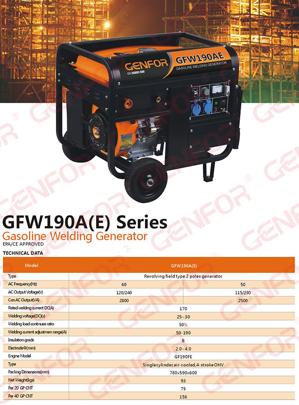 Open Type New Design Electric Single Phase 200A Gasoline Welder Generator for Sale