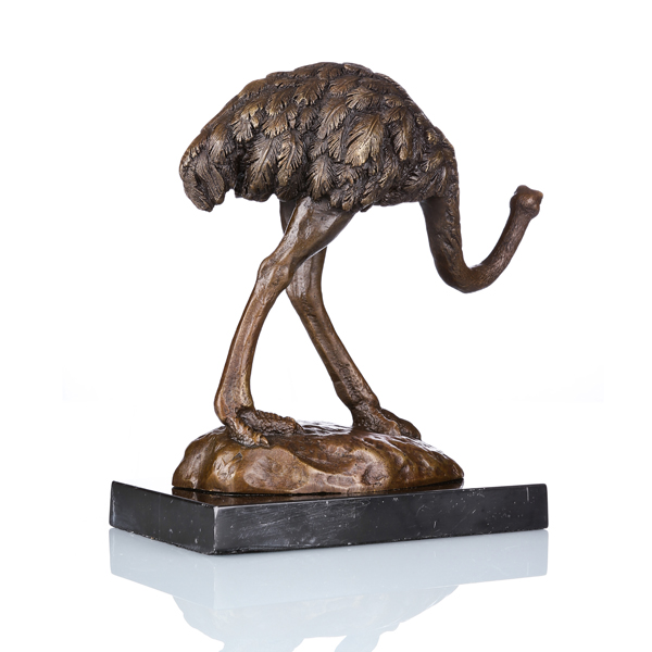 Animal Bronze Sculpture Bird Ostrich Decoration Brass Statue Tpal-083