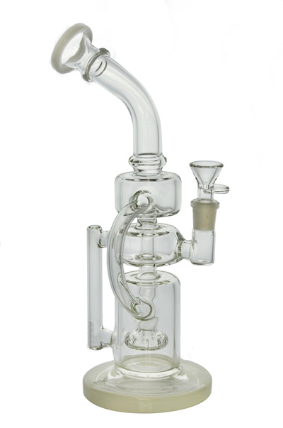 Showerhead 2 Recyclers Bent Neck Glass Water Pipe for Smoking (ES-GB-450)