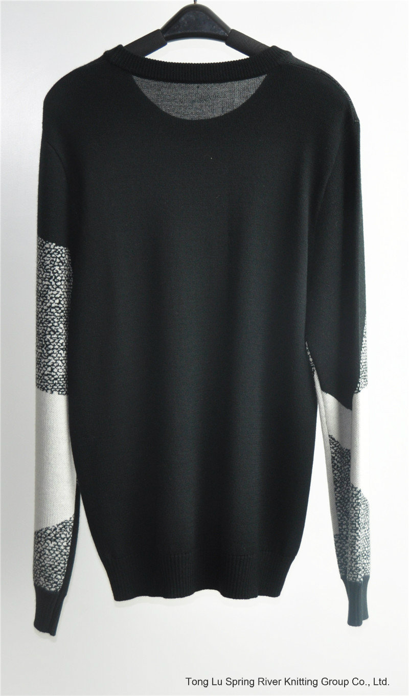 Men Round Neck Patterned Long Sleeve Pullover Knitted Sweater