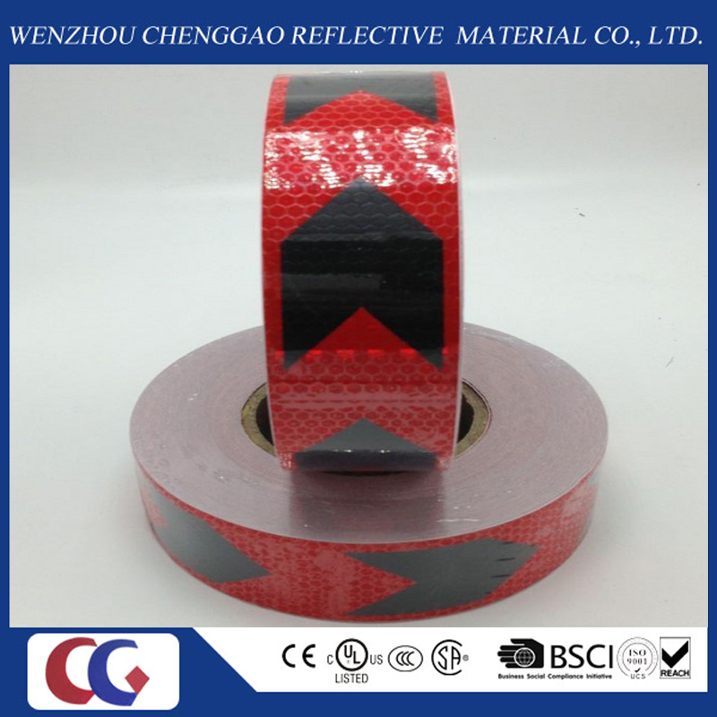 Red and White Arrow PVC Reflective Tape with Crystal Lattice