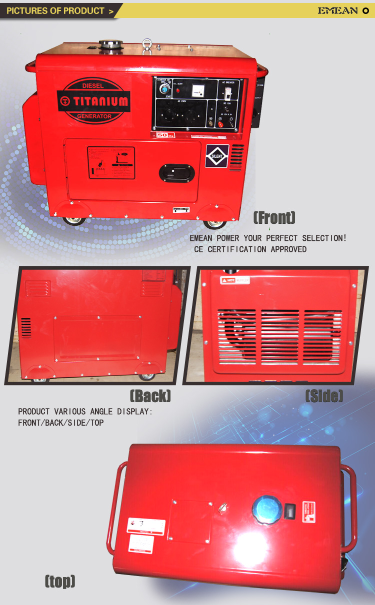 Water Cooling 6kw Red Yellow Electric Diesel Generator