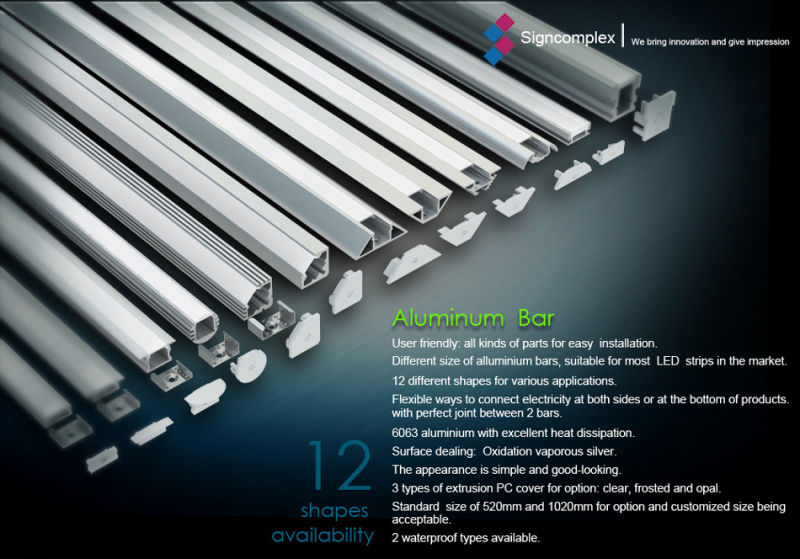 520mm/1020mm/2000mm/3000mm Silver Oxidation 6063 Aluminum Profile with CE RoHS