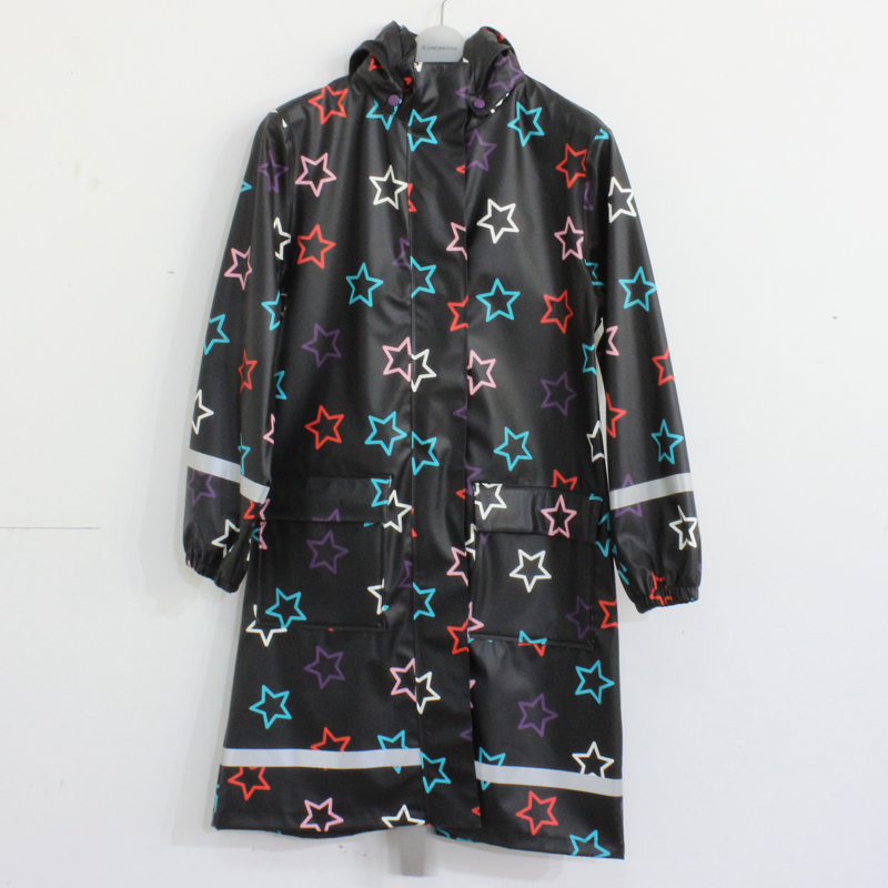 Black Basement Star PU Adult Raincoat