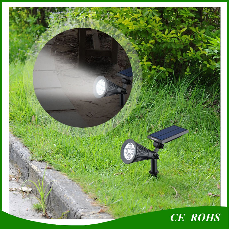 Garden Lawn Solar Lamp Waterproof LED Light Wall Spotlights with Ground Spike