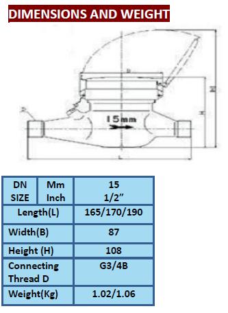 MID Certificated Multi Jet Dry Dial Brass Water Meter