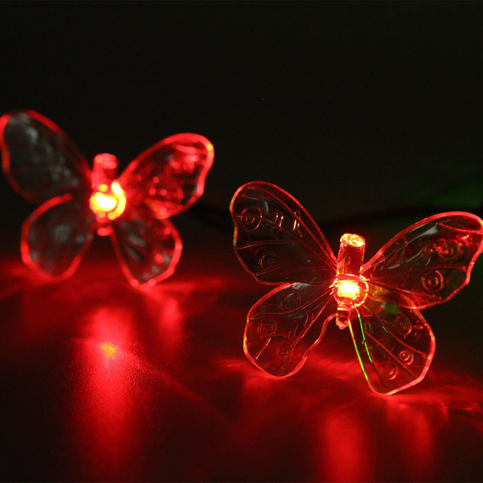 20 LEDs Color Changing Butterfly Solar LED Light Outdoor Waterproof Garden Decoration Light Solar String Lights