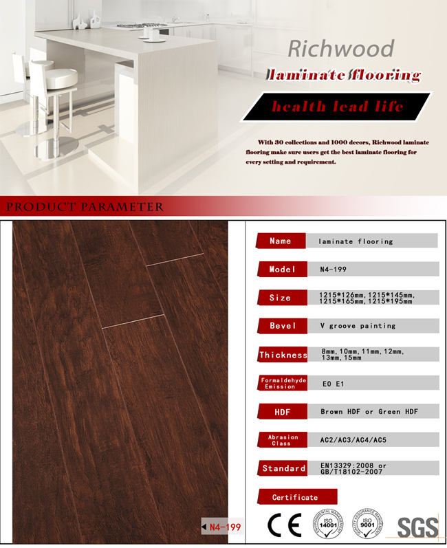 Vinyl Plank Walnut Oak Maple Laminated Laminate Wood Flooring