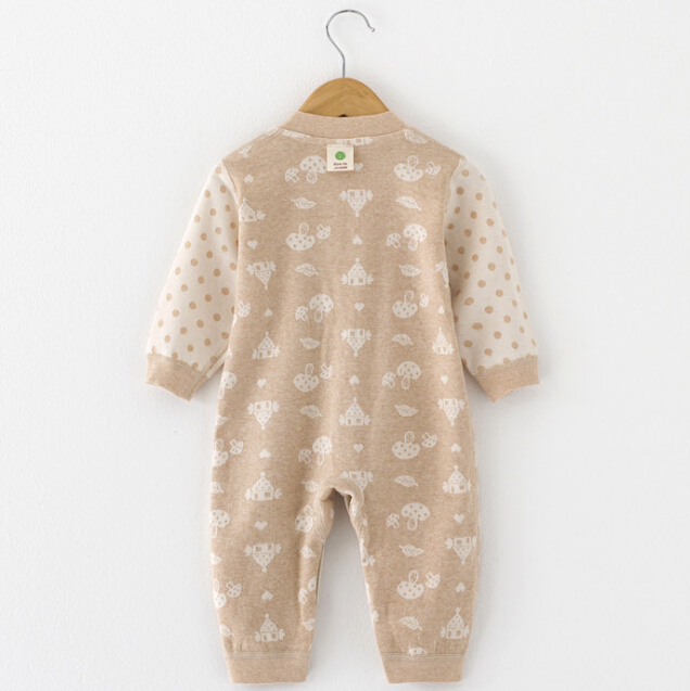 Colored Cotton Jacquard Baby Long Sleeve Romper