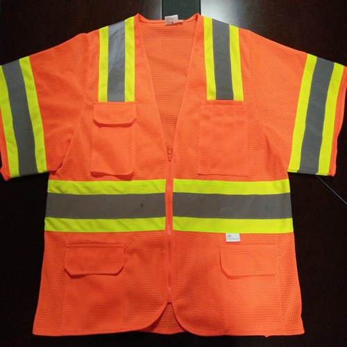 Safety Vest with Reflective Caution Band 100%Polyester Knitting Fabric