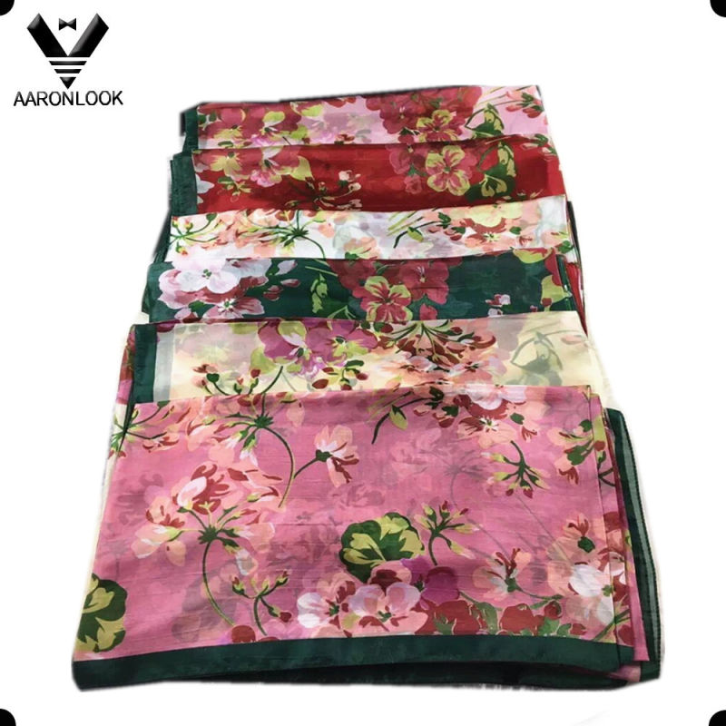 Lady's High Grade Colorful Flower Famous Hangzhou Silk Scarf