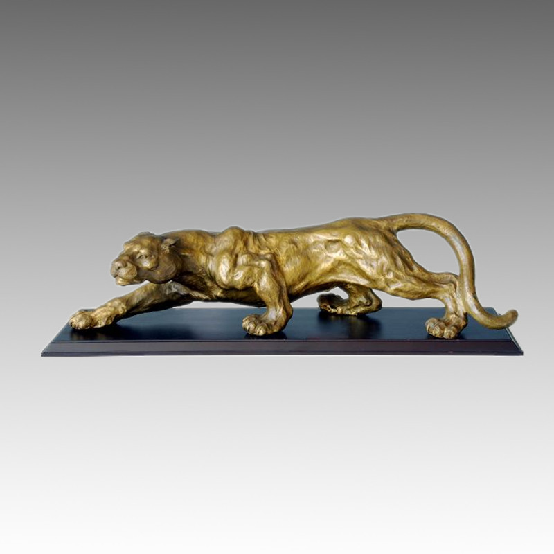 Animal Bronze Garden Sculpture Leopard Craft Deco Brass Statue Tpal-023