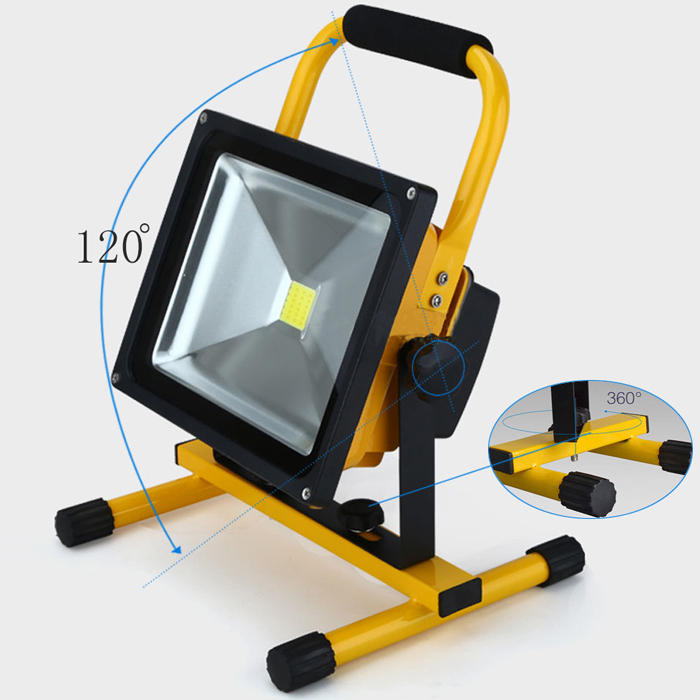 Portable Ultra Bright 30W Water Resistant Cordless Rechargeable LED Flood Spot Work Light Lamp