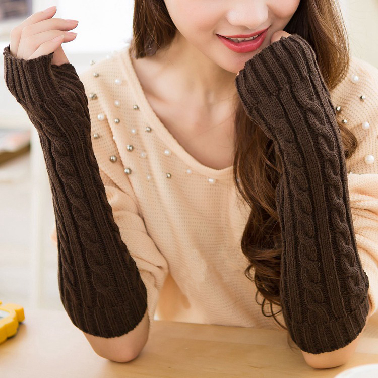 Fashion Colorful Long Arm Warmers, Knitting Pattern Wool Hand Warmer Gloves Wholesale