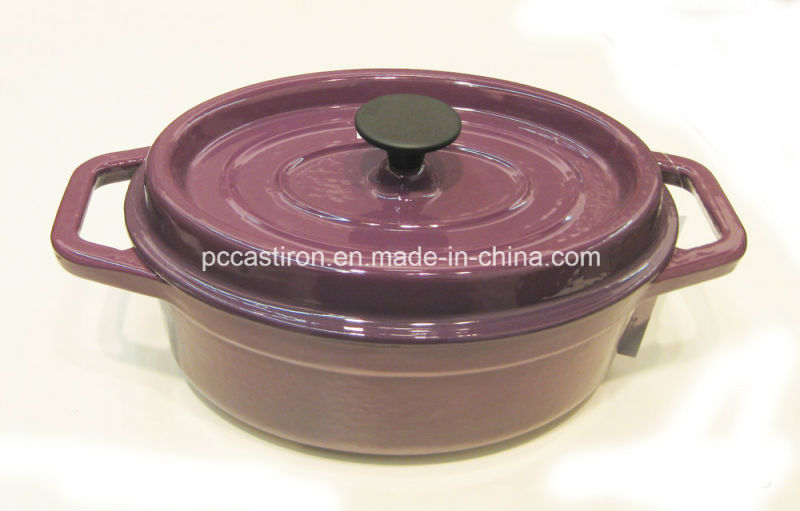 Purple Enamel Cast Iron Dutch Oven Oval Shape Size 25X19
