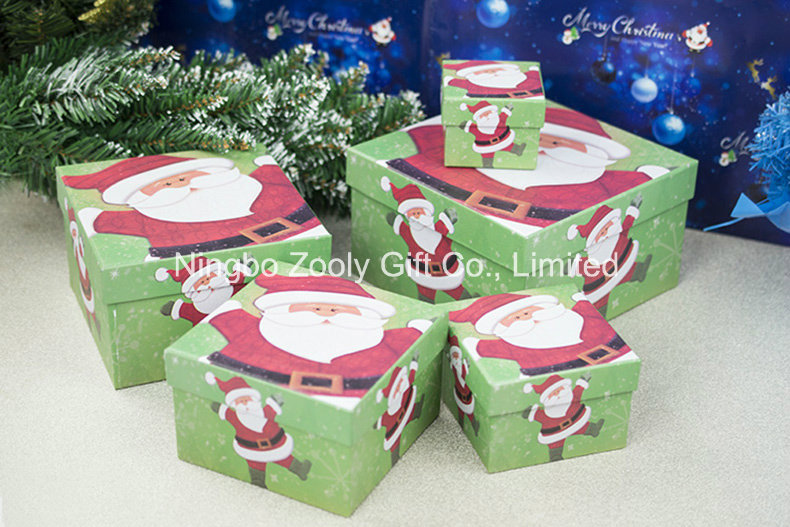 Quality Rigid Paper Board Christmas Gift Packing Box / Printing Christmas Display Storage Box / Christmas Square Paper Gift Box