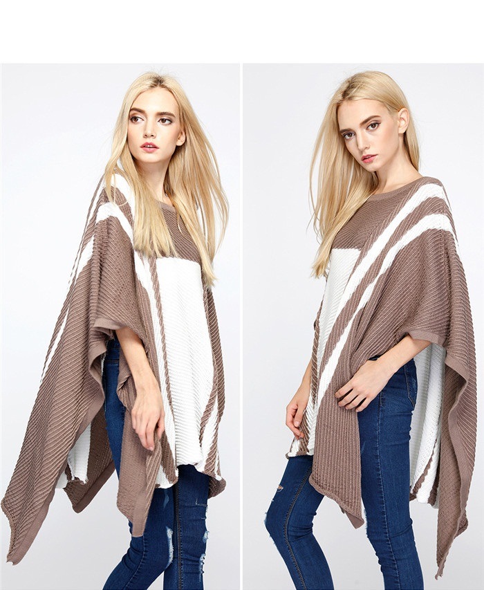 High Quality Women Pullover Loose Irregular Knit Sweater Poncho