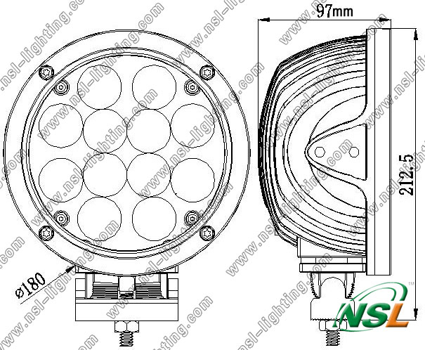 Multivoltage 10-80V DC Input 7 Inch CREE 60W 12LEDs Driving Light, LED Work Light with High Quality