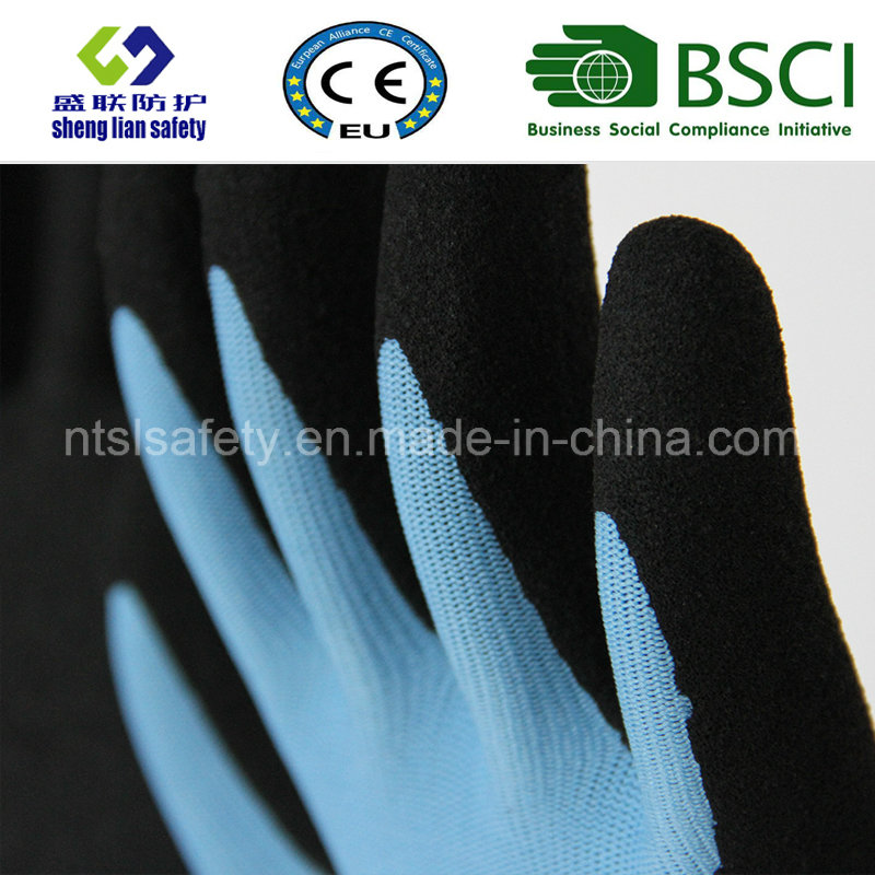 13 Gauge Nylon Liner, Nitrile Coating, Sandy Finish Safety Work Gloves (SL-NS105)