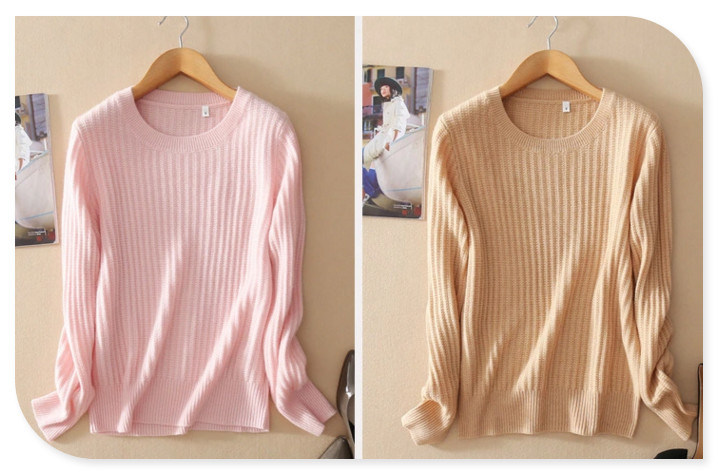 Pure Cashmere Sweater Women New Design Knitted Pullover Solid Color with Long Sleeve O Neck