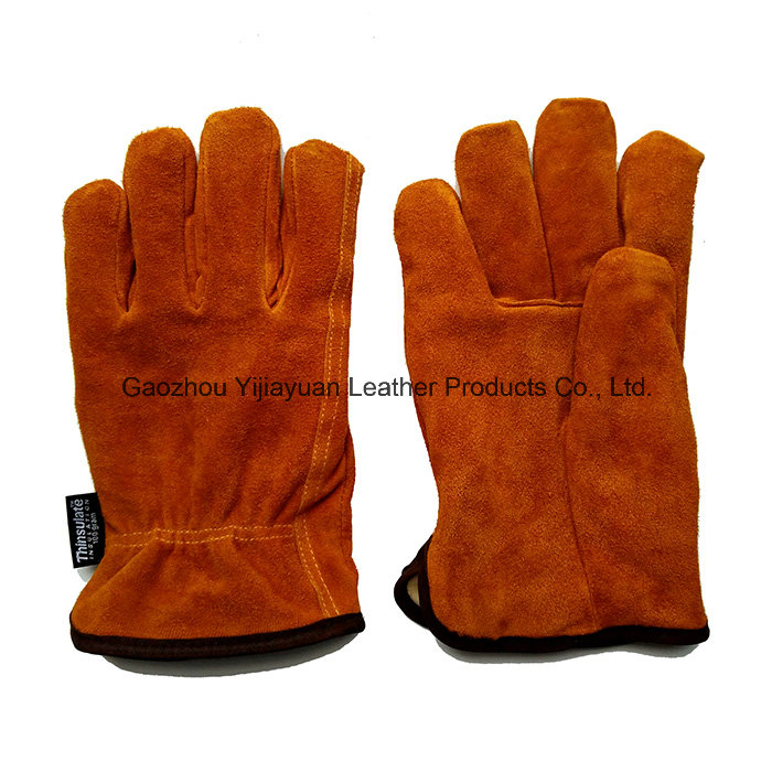 Cow Split Leather Winter Drivers Working Gloves with Thinsulate Full Lining