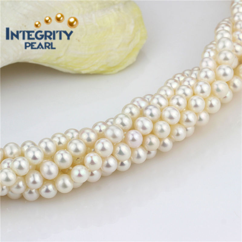 Natural Freshwater Loose Pearl Strands AAA Near Round White Loose Pearl String