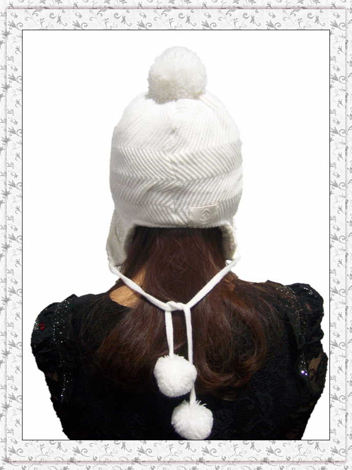 6 Sewing Line Earflap Knitted Beanie Hat with Fleece Inside (1-3556)