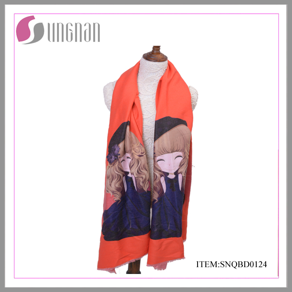 Europe 2015 New Winter Warm Cute Girl Printing Cotton Scarf Shawl (SNQBD0124)