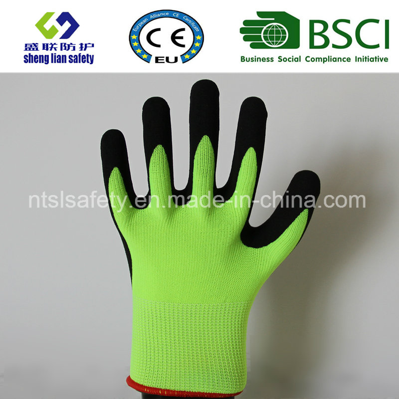 13 Gauge Nylon Liner, Nitrile Coating, Sandy Finish Safety Work Gloves (SL-NS107)